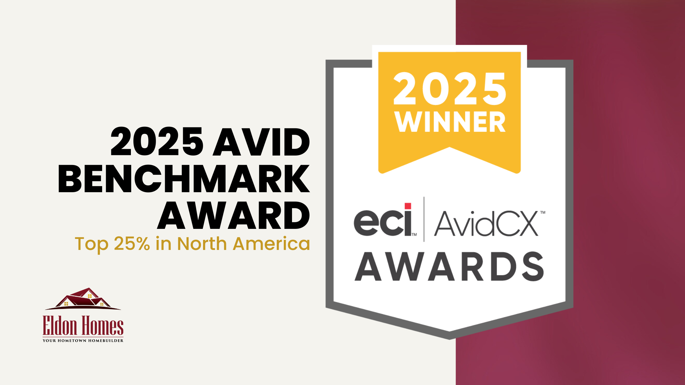 Eldon Homes Earns 2025 Avid Benchmark Award