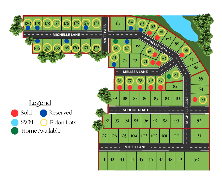 Plat map of available lots at Quarry Ridge in Cottage Grove, WI