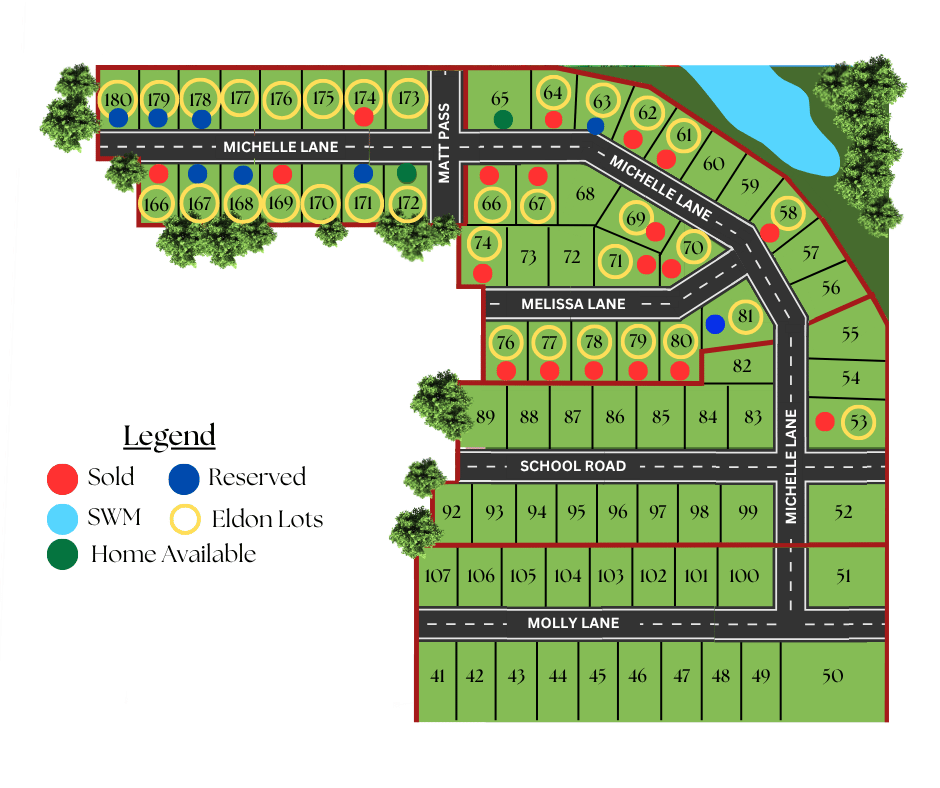 Plat map of new homes for sale in Cottage Grove, WI.