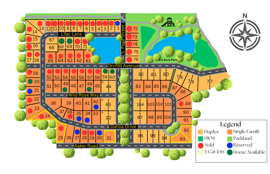 Plat map of new homes for sale in Stoughton, WI