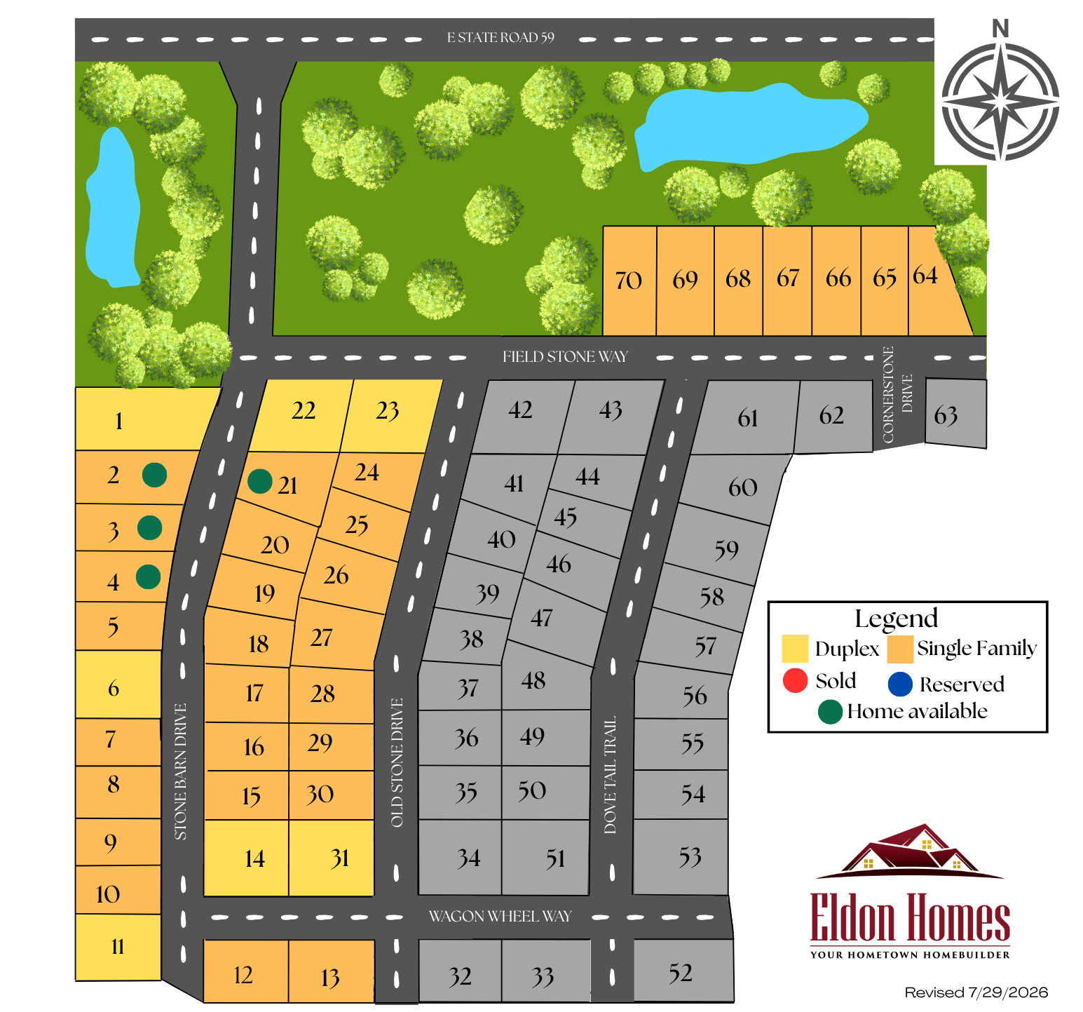 Plat map of new homes for sale in Stone Barn Estates